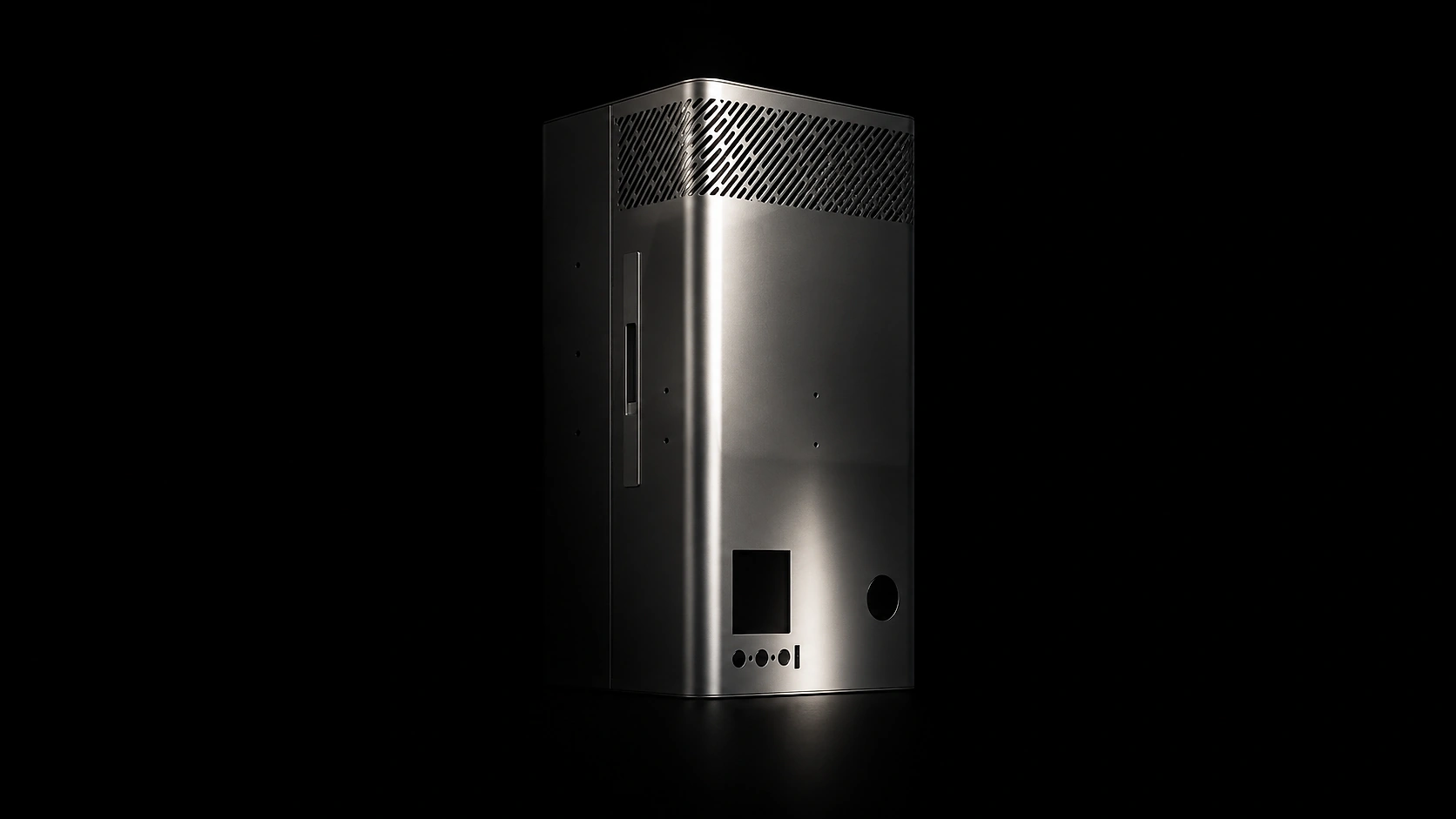 Zuture Z-ACTIVE air treatment unit in brushed aluminium, with its front display lit